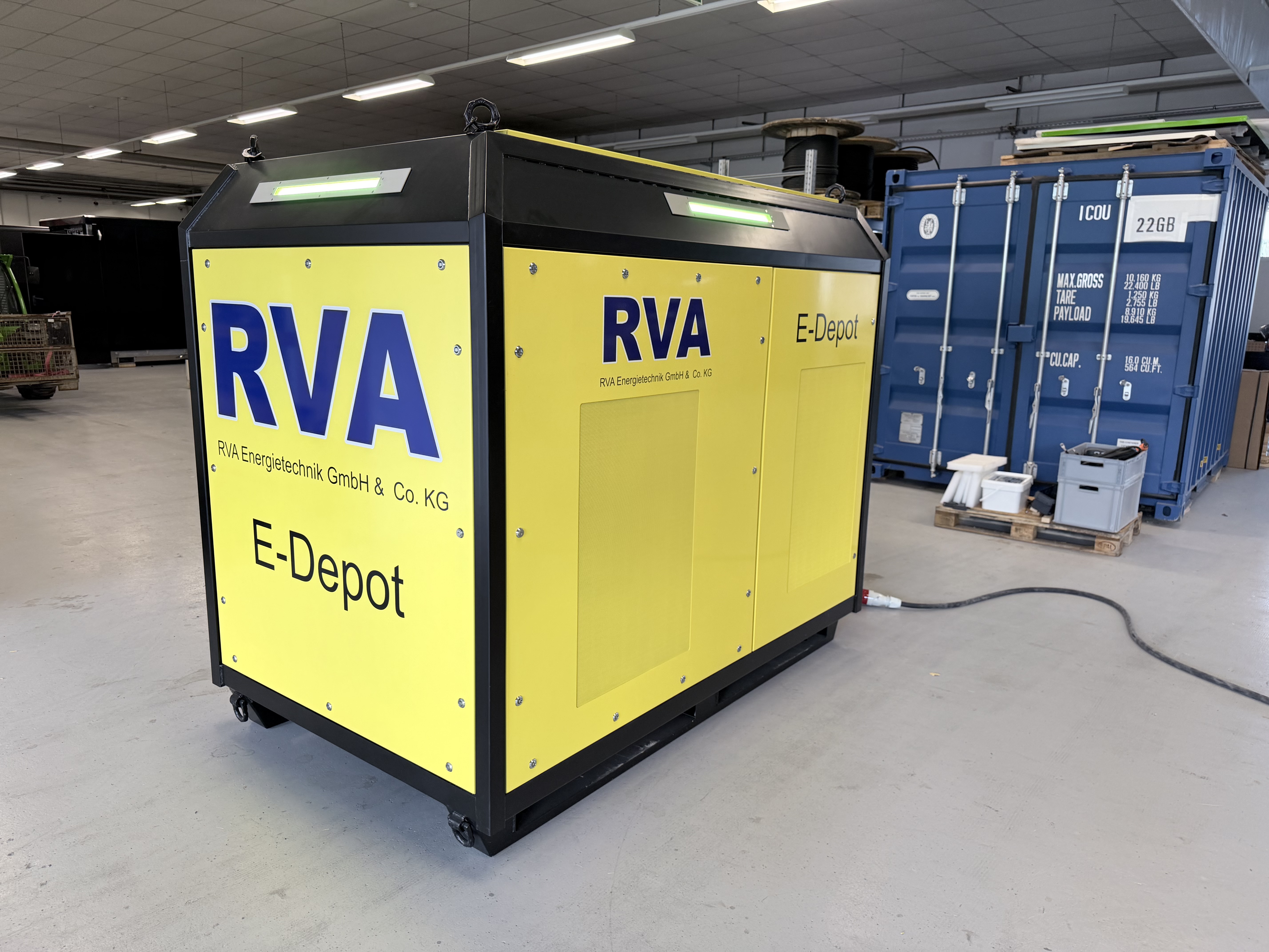 E-DEPOT mobil in der RVA-Fertigung, Seitenansicht